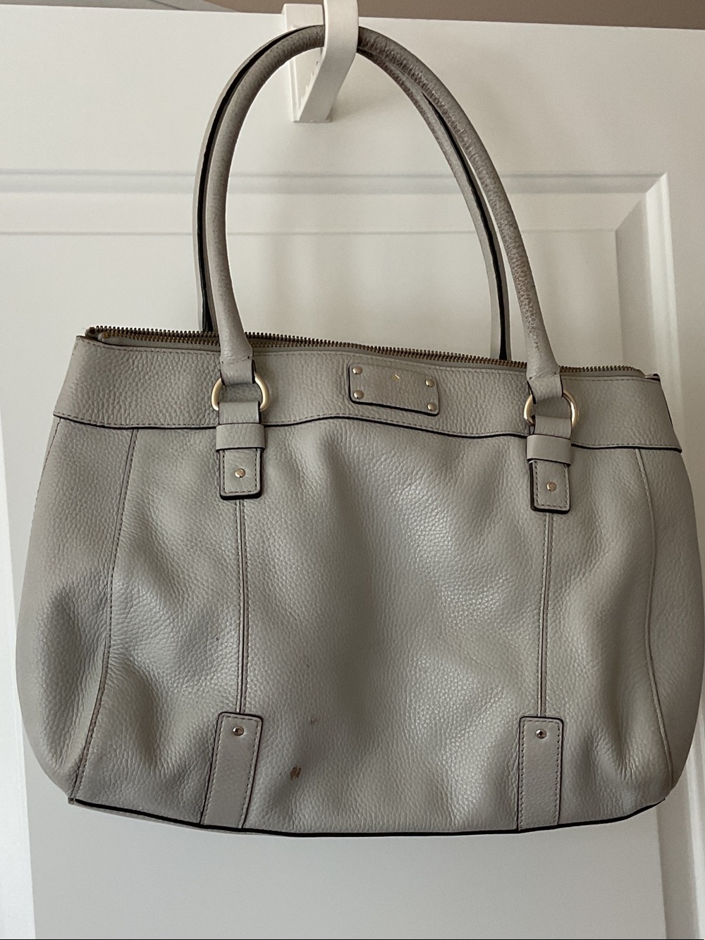 kate spade Light Gray Pebbled Leather Tote